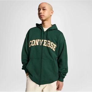 Converse Men's Zip-Up Green Hoodie 10027083-386 Medium